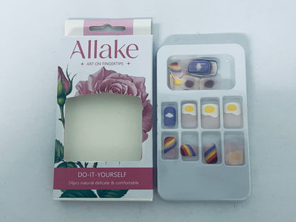 Allake False nails Semi Cured Gel Nail Strips Works with Any Nail Lamps, Salon-Quality, Long Lasting, Easy to Apply & Remove