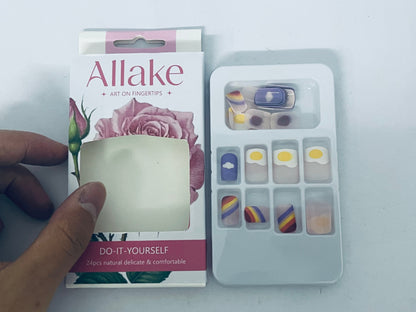 Allake False nails Semi Cured Gel Nail Strips Works with Any Nail Lamps, Salon-Quality, Long Lasting, Easy to Apply & Remove