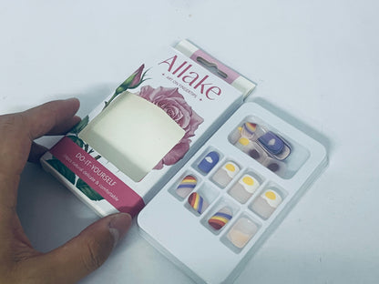 Allake False nails Semi Cured Gel Nail Strips Works with Any Nail Lamps, Salon-Quality, Long Lasting, Easy to Apply & Remove