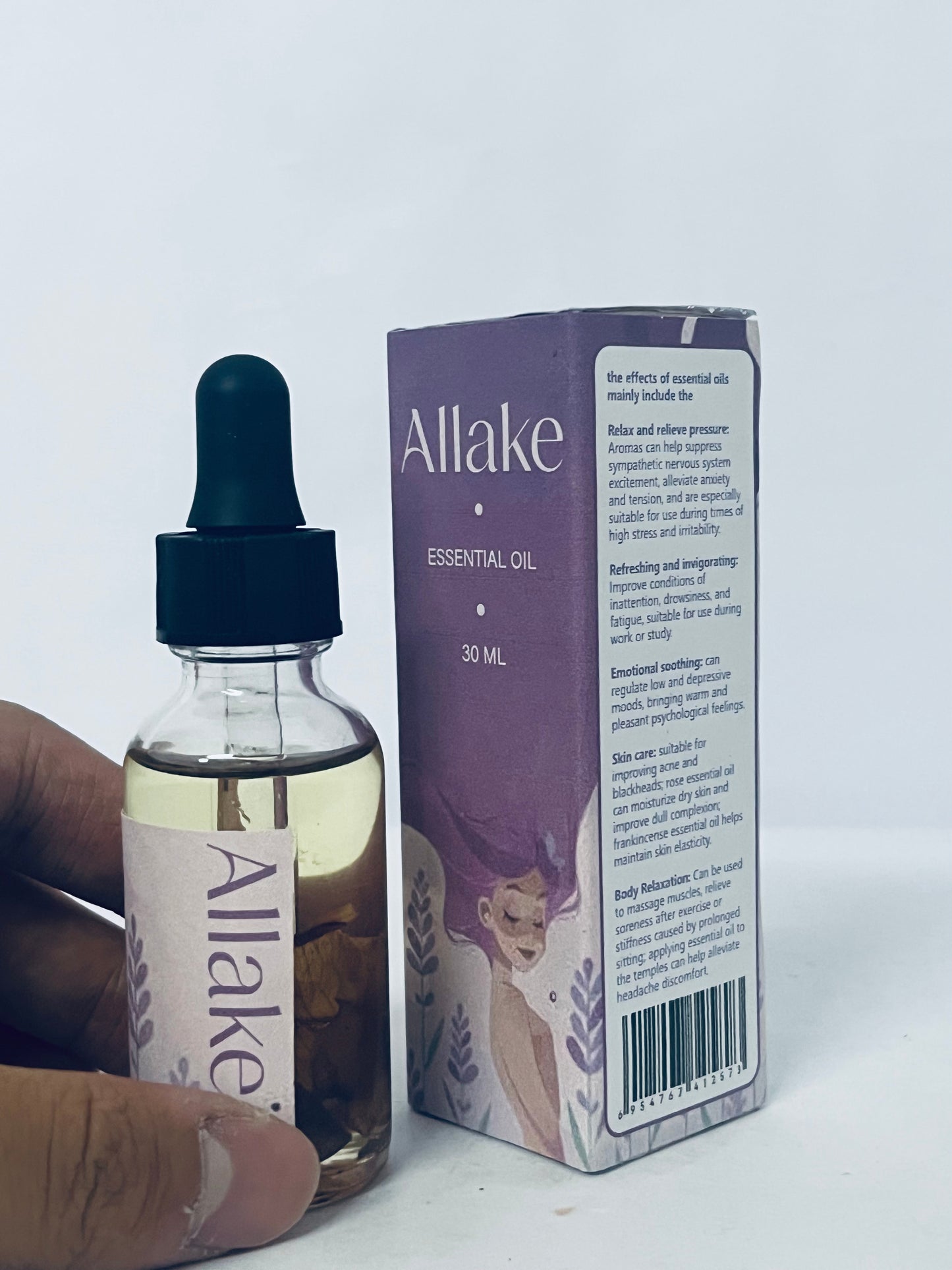 Allake Ethereal oils 30ml Pure Lavender & Sweet Almond Oil for Hair, Nails & Body Nourishing Body Oil After Shower Perfume Oil for Skin Volumizing Lavender Essential Oils for Women Organic Dry Body Oil.