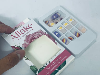 Allake False nails Semi Cured Gel Nail Strips Works with Any Nail Lamps, Salon-Quality, Long Lasting, Easy to Apply & Remove