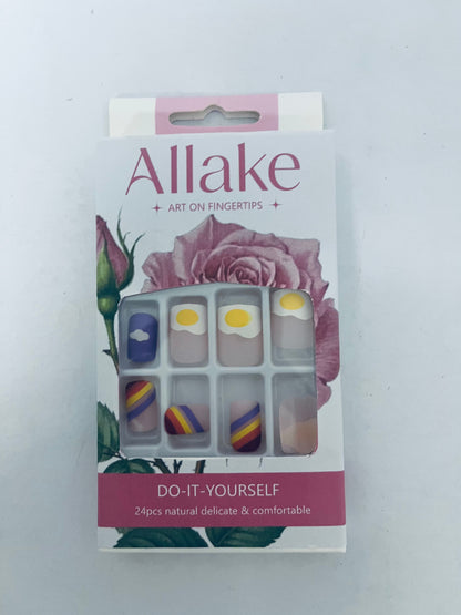 Allake False nails Semi Cured Gel Nail Strips Works with Any Nail Lamps, Salon-Quality, Long Lasting, Easy to Apply & Remove