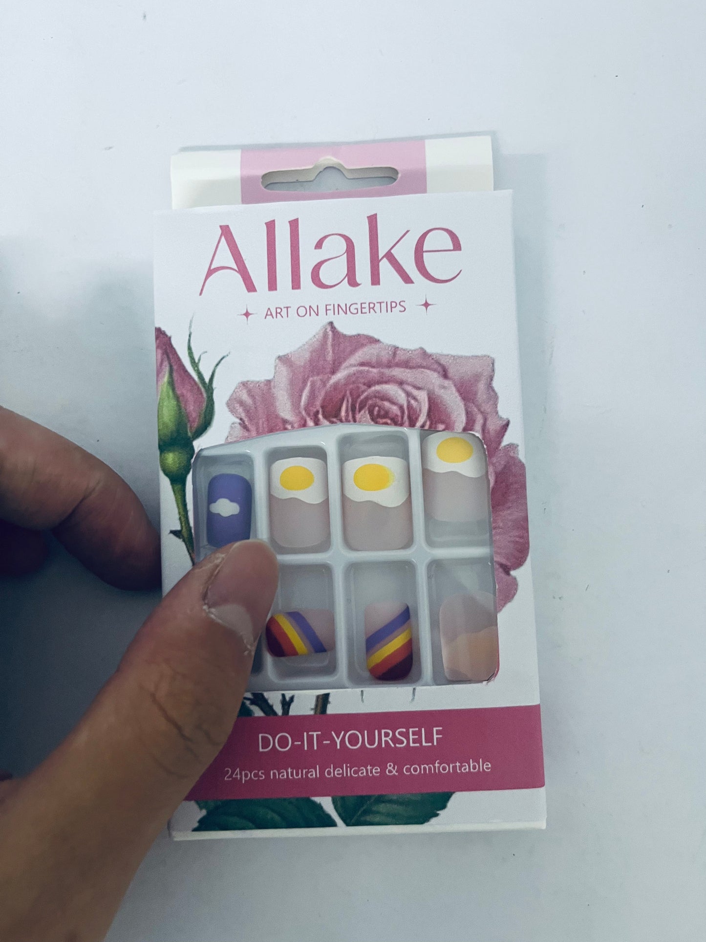 Allake False nails Semi Cured Gel Nail Strips Works with Any Nail Lamps, Salon-Quality, Long Lasting, Easy to Apply & Remove