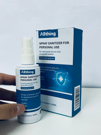 Allthing Spray Sanitizer For Personal Use, 100ML 99% Alcohol No-Wash Quick-Dry, 99.99% Kill Rate, Portable Disinfectant for Home, Office and Travel