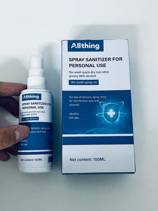 Allthing Spray Sanitizer For Personal Use, 100ML 99% Alcohol No-Wash Quick-Dry, 99.99% Kill Rate, Portable Disinfectant for Home, Office and Travel