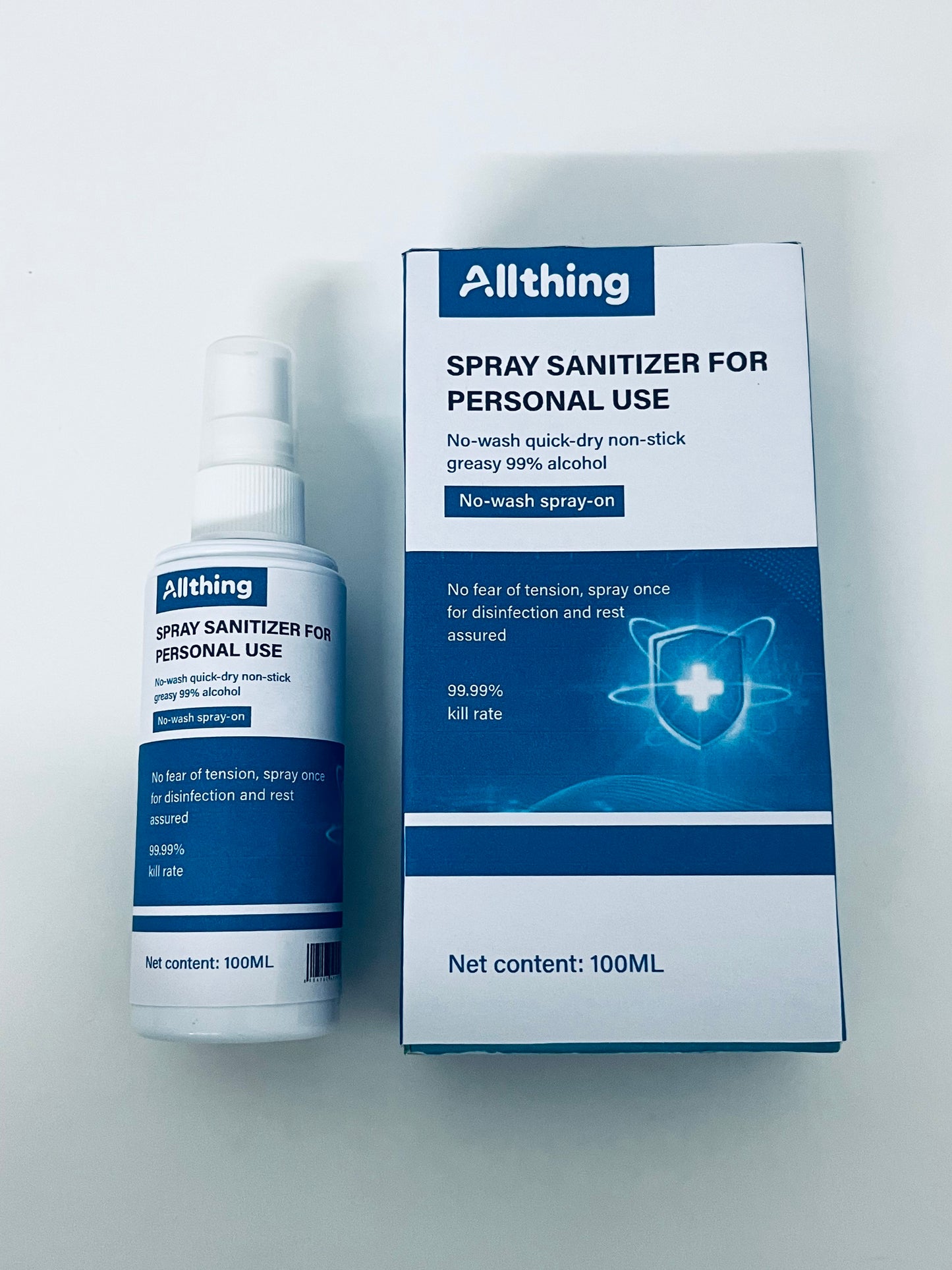 Allthing Spray Sanitizer For Personal Use, 100ML 99% Alcohol No-Wash Quick-Dry, 99.99% Kill Rate, Portable Disinfectant for Home, Office and Travel