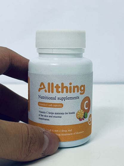 Allthing Vitamin C Soft Capsules, Maintain Skin and Mucous Membrane Health, Daily Nutritional Supplement