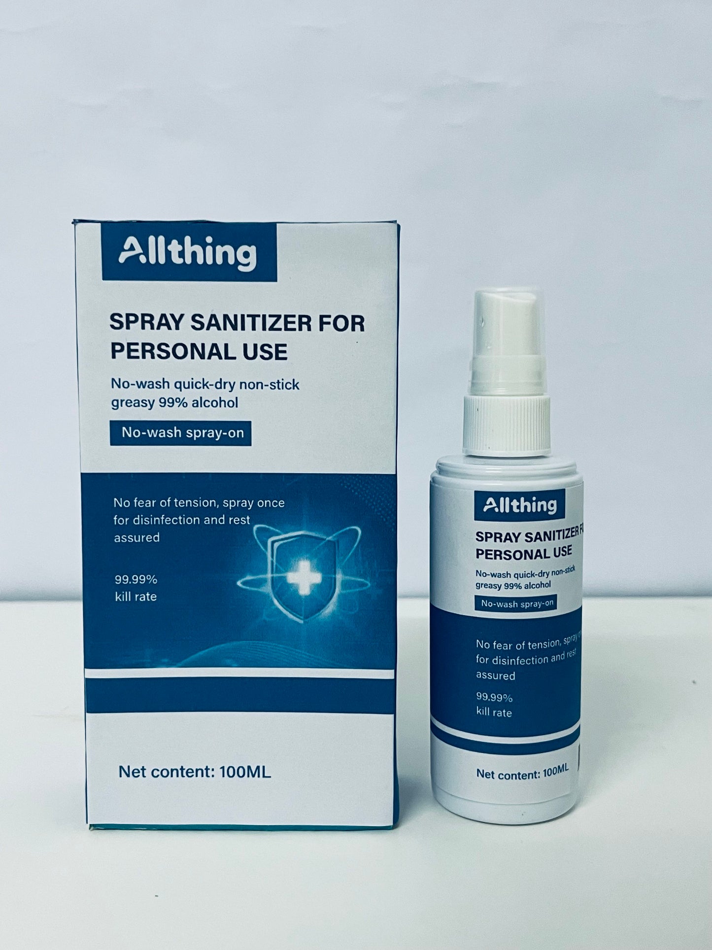 Allthing Spray Sanitizer For Personal Use, 100ML 99% Alcohol No-Wash Quick-Dry, 99.99% Kill Rate, Portable Disinfectant for Home, Office and Travel