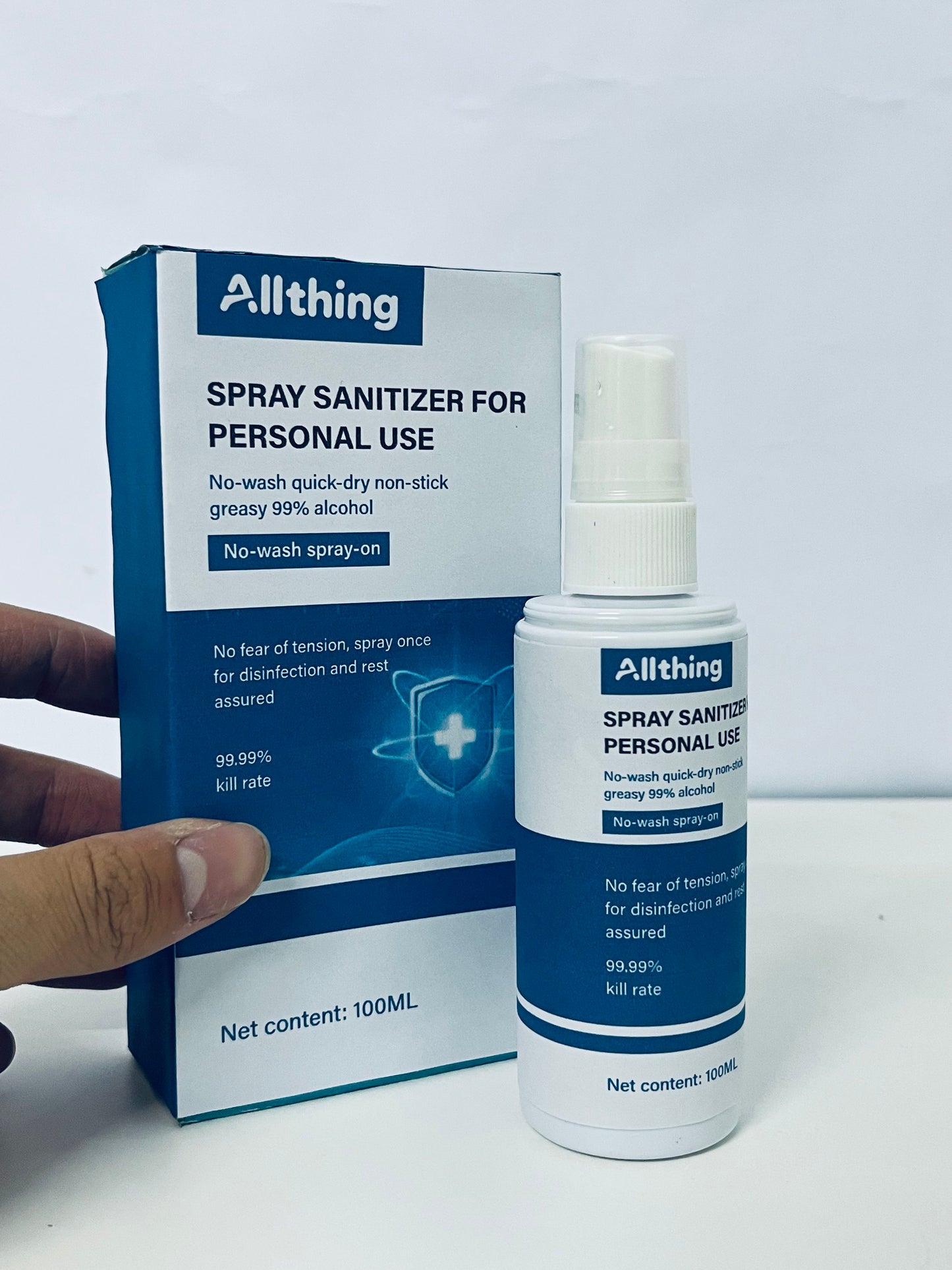 Allthing Spray Sanitizer For Personal Use, 100ML 99% Alcohol No-Wash Quick-Dry, 99.99% Kill Rate, Portable Disinfectant for Home, Office and Travel