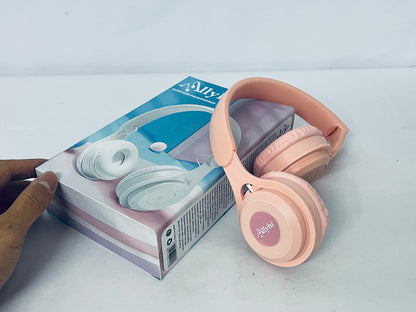 Allyhi Over-Ear Wireless Bluetooth Headphones, Macaron Pink, Comfortable Earmuff Design, Deep Bass Sound, Long Battery Life, Foldable & Portable, Ideal for Students/Commuting/Leisure