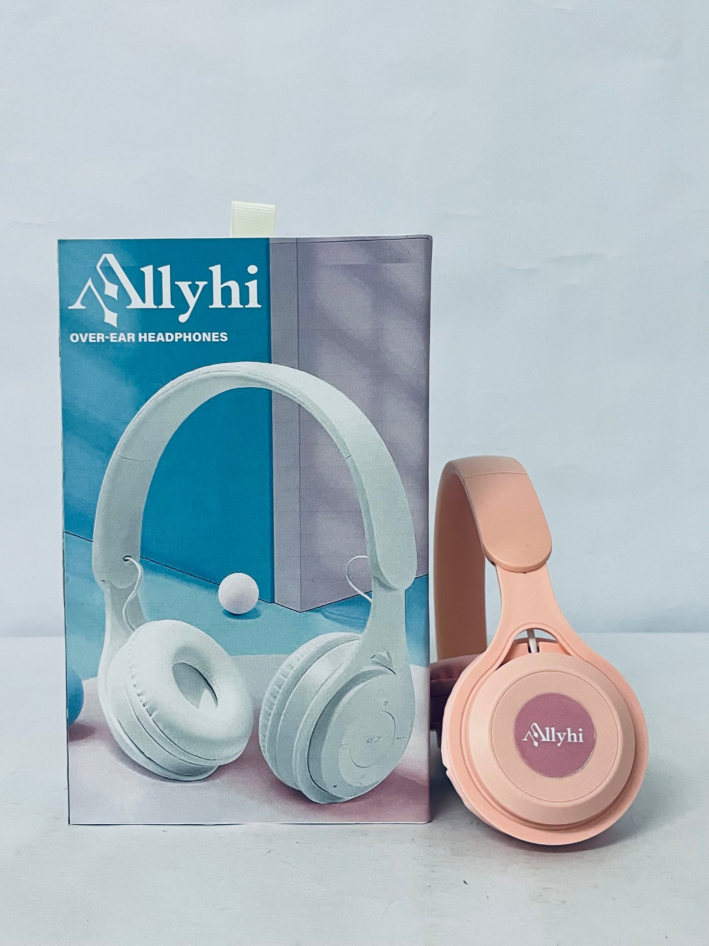 Allyhi Over-Ear Wireless Bluetooth Headphones, Macaron Pink, Comfortable Earmuff Design, Deep Bass Sound, Long Battery Life, Foldable & Portable, Ideal for Students/Commuting/Leisure