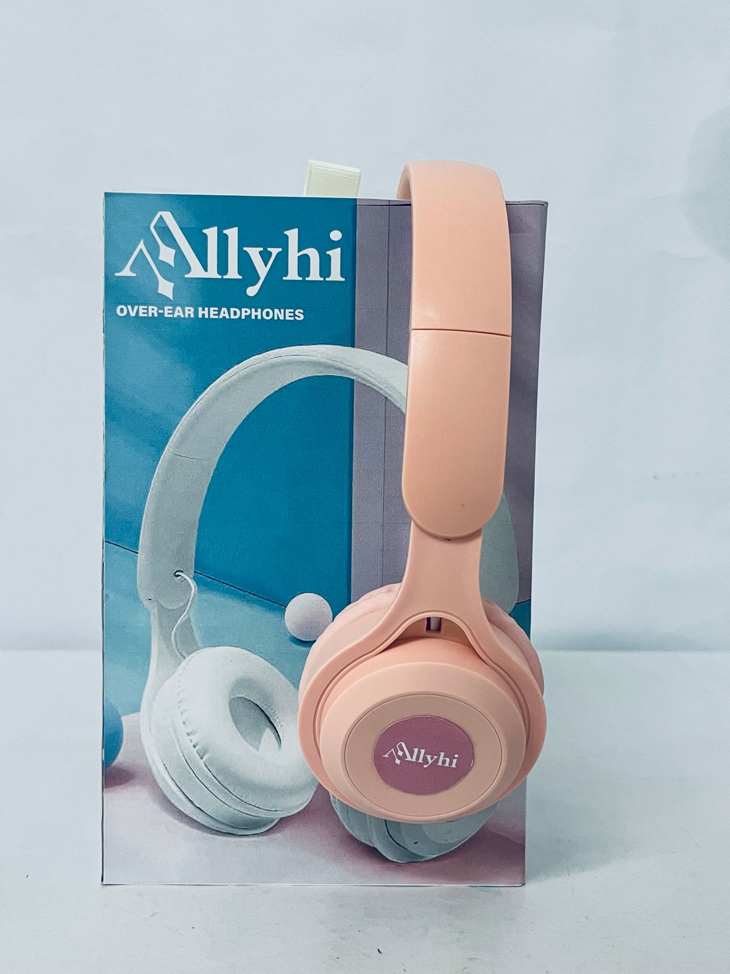 Allyhi Over-Ear Wireless Bluetooth Headphones, Macaron Pink, Comfortable Earmuff Design, Deep Bass Sound, Long Battery Life, Foldable & Portable, Ideal for Students/Commuting/Leisure
