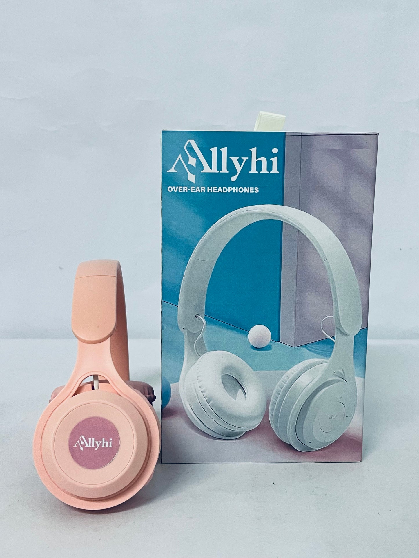 Allyhi Over-Ear Wireless Bluetooth Headphones, Macaron Pink, Comfortable Earmuff Design, Deep Bass Sound, Long Battery Life, Foldable & Portable, Ideal for Students/Commuting/Leisure