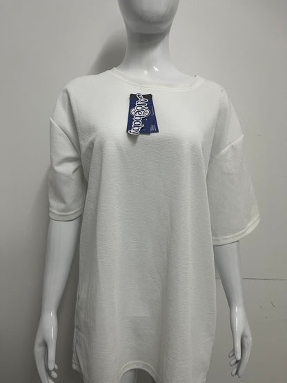 [Aloebaby Tee-shirts]-Minimalist Solid Color Crew Neck T-Shirt - Versatile Casual Basic