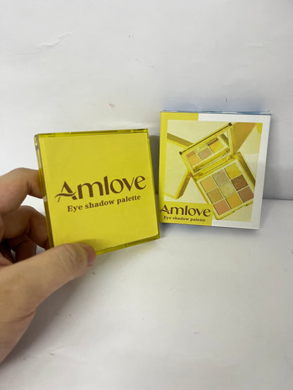 Amlove 9-Color Eyeshadow Palette, Transparent Yellow Case with Matte Shimmer Pearl Textures, Versatile for Daily & Party Looks