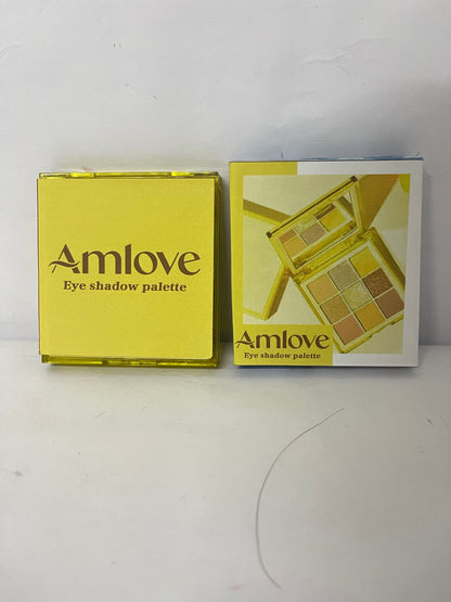 Amlove 9-Color Eyeshadow Palette, Transparent Yellow Case with Matte Shimmer Pearl Textures, Versatile for Daily & Party Looks
