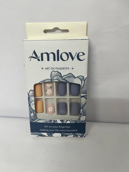 Amlove Art on Fingertips Press On Nails, Floral Design Fake Nails for Women, Easy Application for Instant Glam