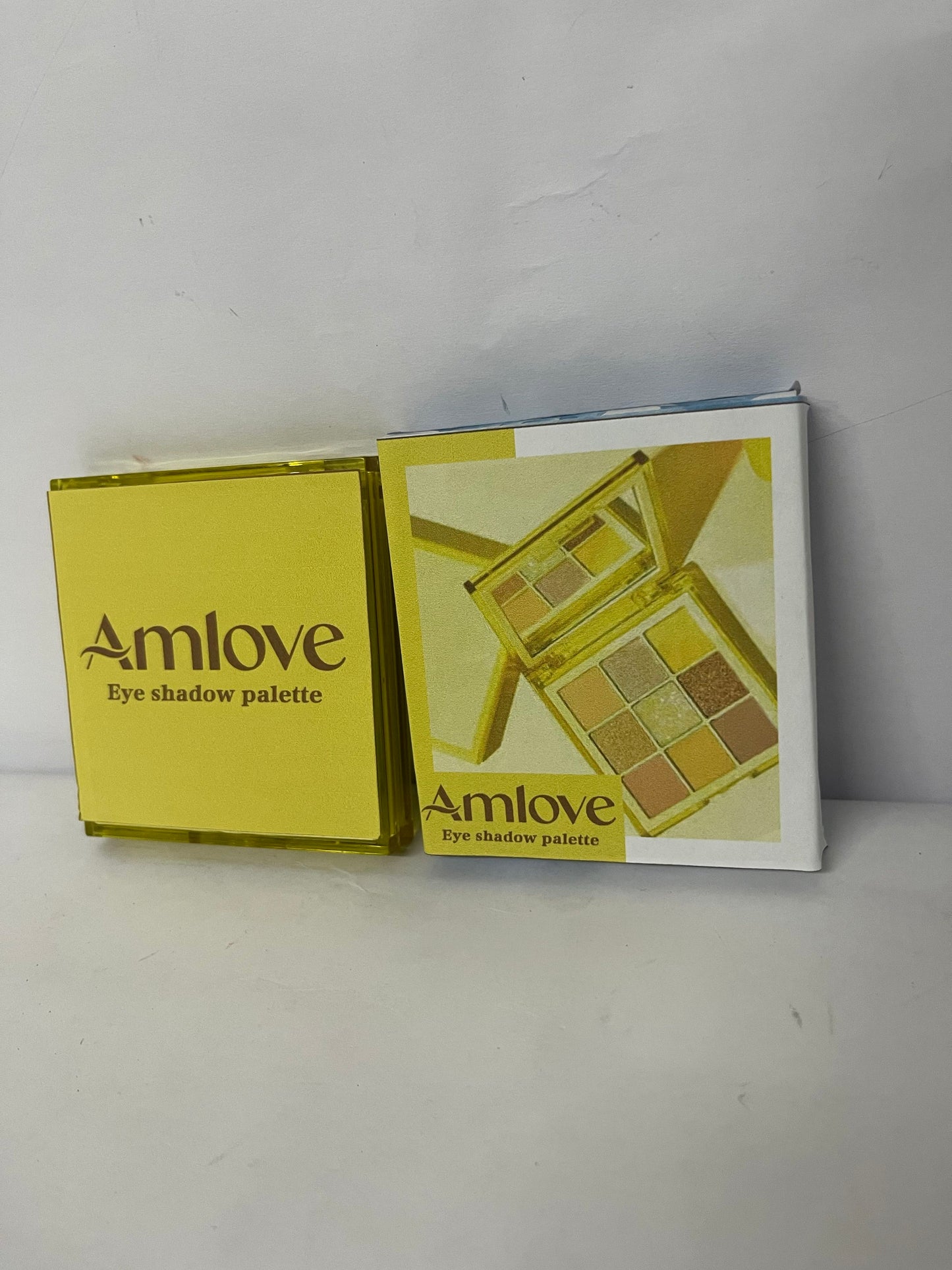 Amlove 9-Color Eyeshadow Palette, Transparent Yellow Case with Matte Shimmer Pearl Textures, Versatile for Daily & Party Looks