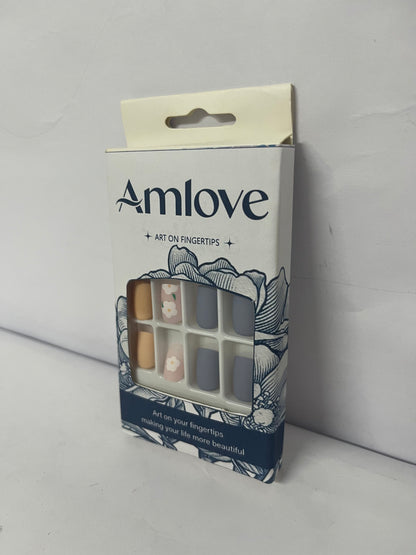 Amlove Art on Fingertips Press On Nails, Floral Design Fake Nails for Women, Easy Application for Instant Glam