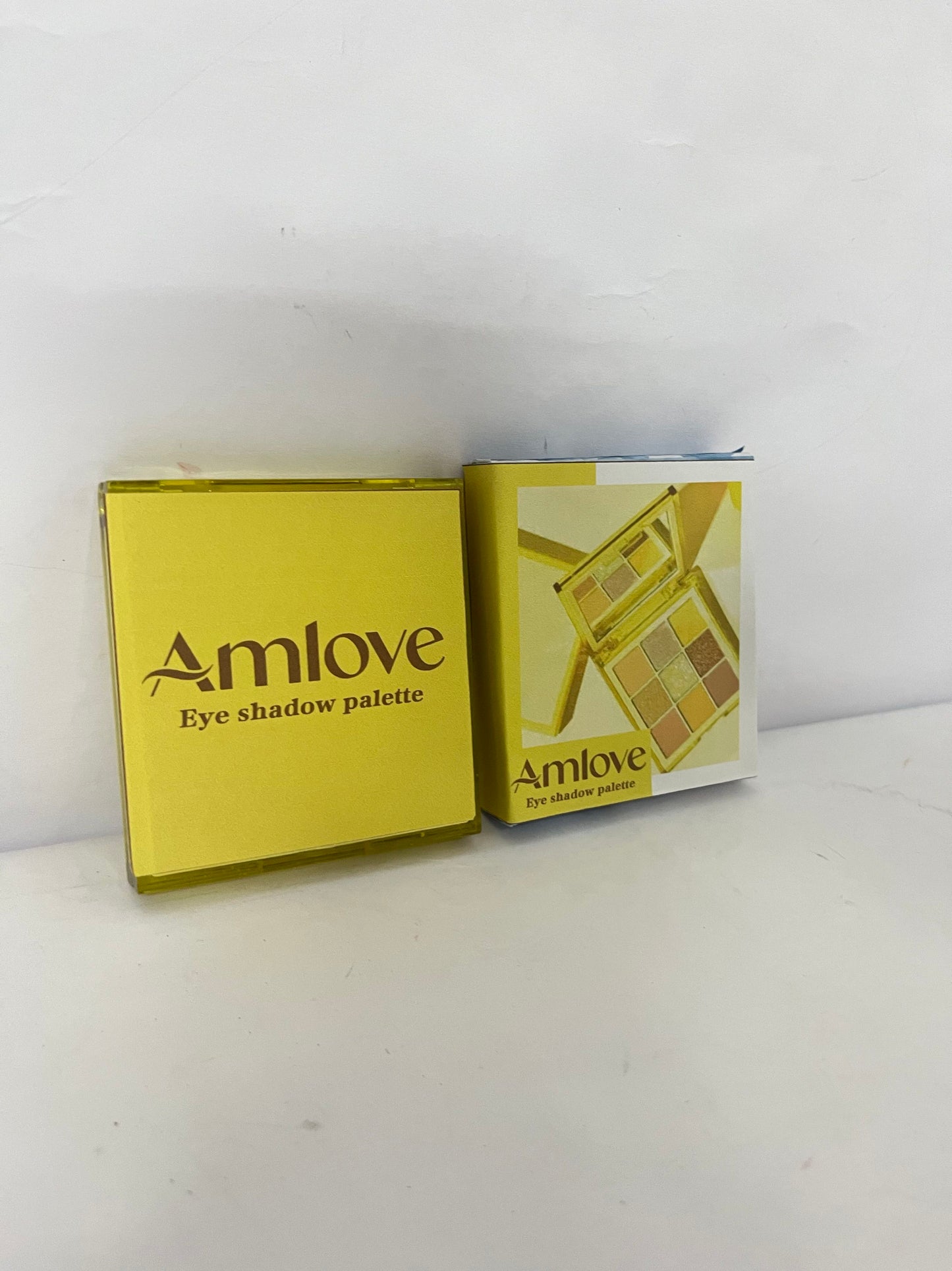 Amlove 9-Color Eyeshadow Palette, Transparent Yellow Case with Matte Shimmer Pearl Textures, Versatile for Daily & Party Looks