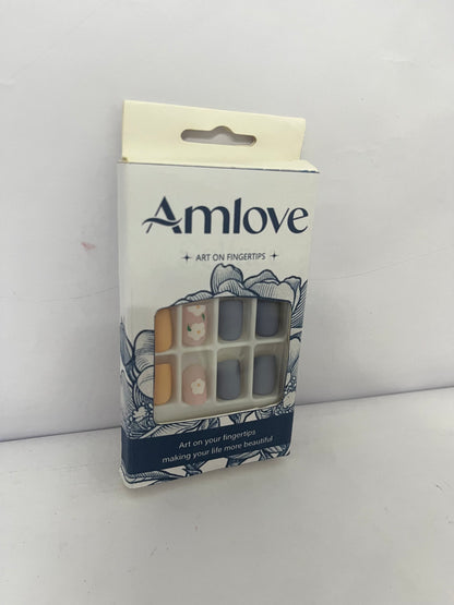Amlove Art on Fingertips Press On Nails, Floral Design Fake Nails for Women, Easy Application for Instant Glam