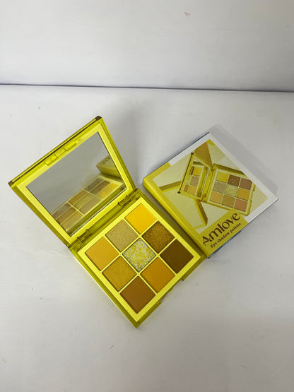 Amlove 9-Color Eyeshadow Palette, Transparent Yellow Case with Matte Shimmer Pearl Textures, Versatile for Daily & Party Looks