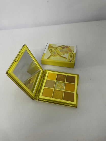 Amlove 9-Color Eyeshadow Palette, Transparent Yellow Case with Matte Shimmer Pearl Textures, Versatile for Daily & Party Looks