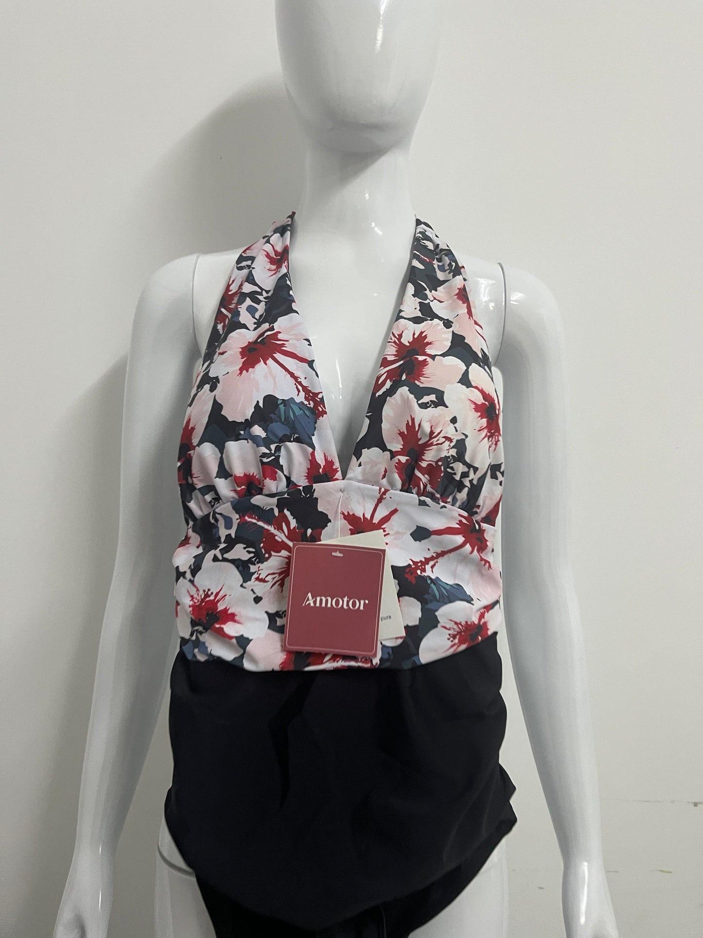 【Amotor Floral Halter One-Piece Swimsuit】—— Chic & Flattering Swimwear for Confident Beach Days