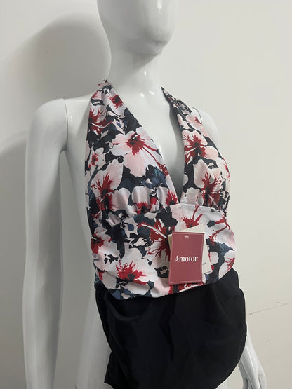 【Amotor Floral Halter One-Piece Swimsuit】—— Chic & Flattering Swimwear for Confident Beach Days