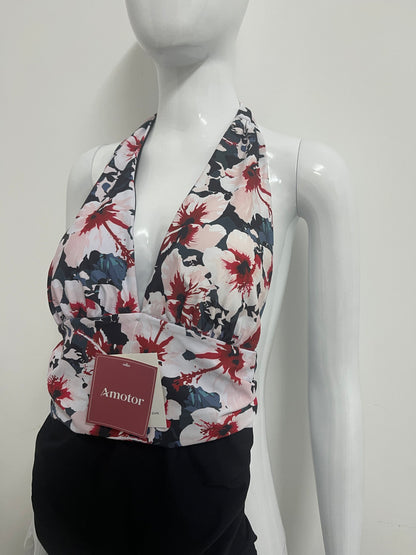 【Amotor Floral Halter One-Piece Swimsuit】—— Chic & Flattering Swimwear for Confident Beach Days