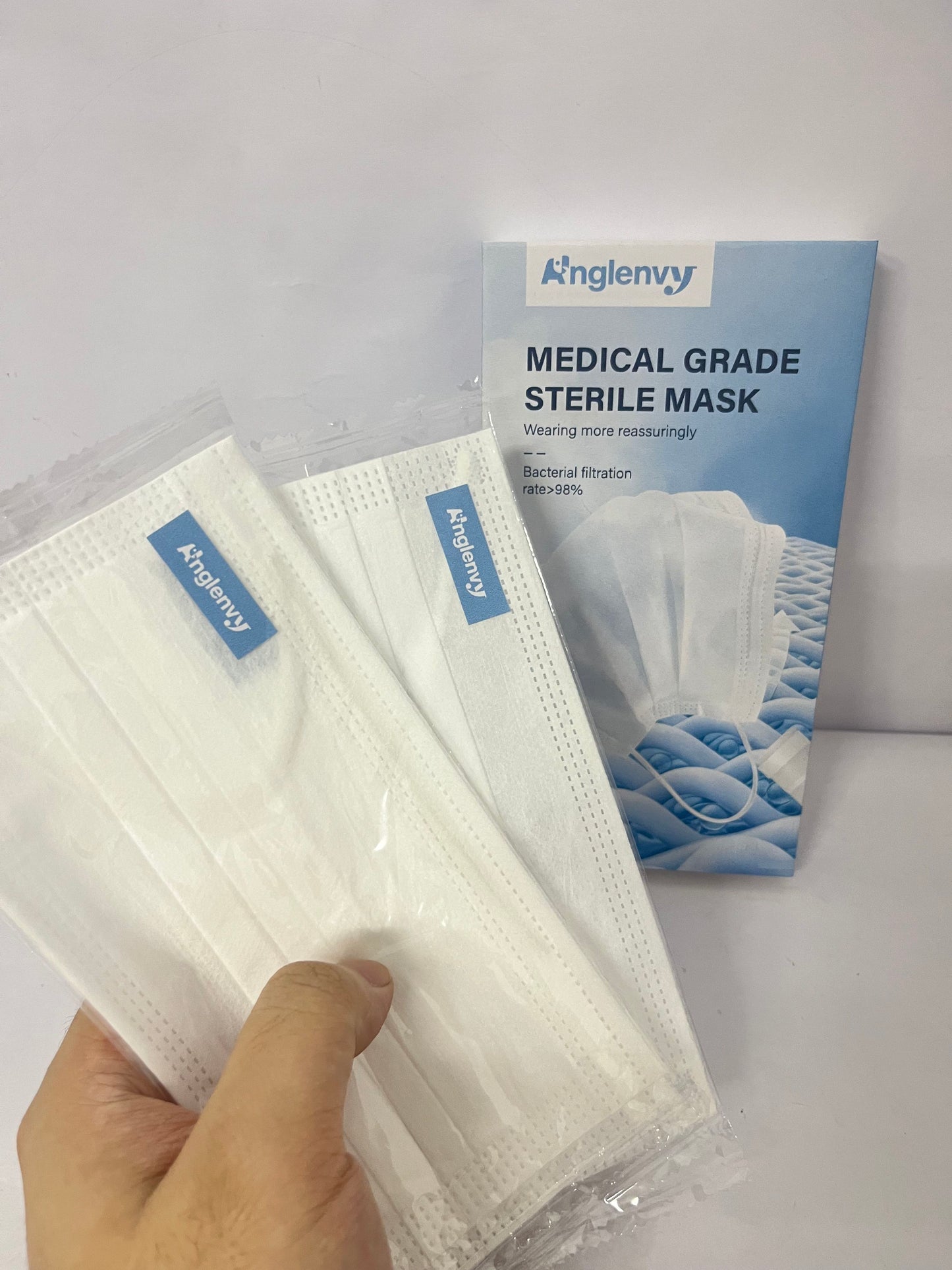 Anglenvy Medical Grade Sterile Mask | Bacterial Filtration Rate >98% | Safe & Comfortable Protection