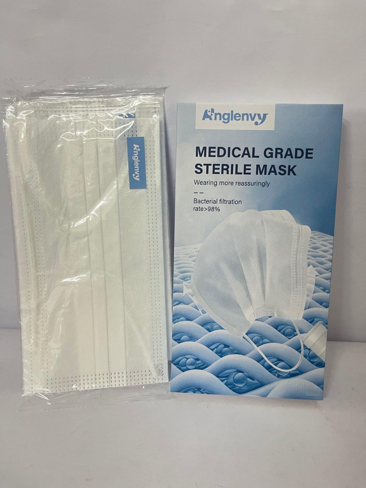 Anglenvy Medical Grade Sterile Mask | Bacterial Filtration Rate >98% | Safe & Comfortable Protection