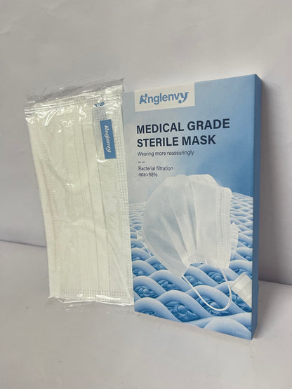 Anglenvy Medical Grade Sterile Mask | Bacterial Filtration Rate >98% | Safe & Comfortable Protection