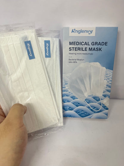 Anglenvy Medical Grade Sterile Mask | Bacterial Filtration Rate >98% | Safe & Comfortable Protection