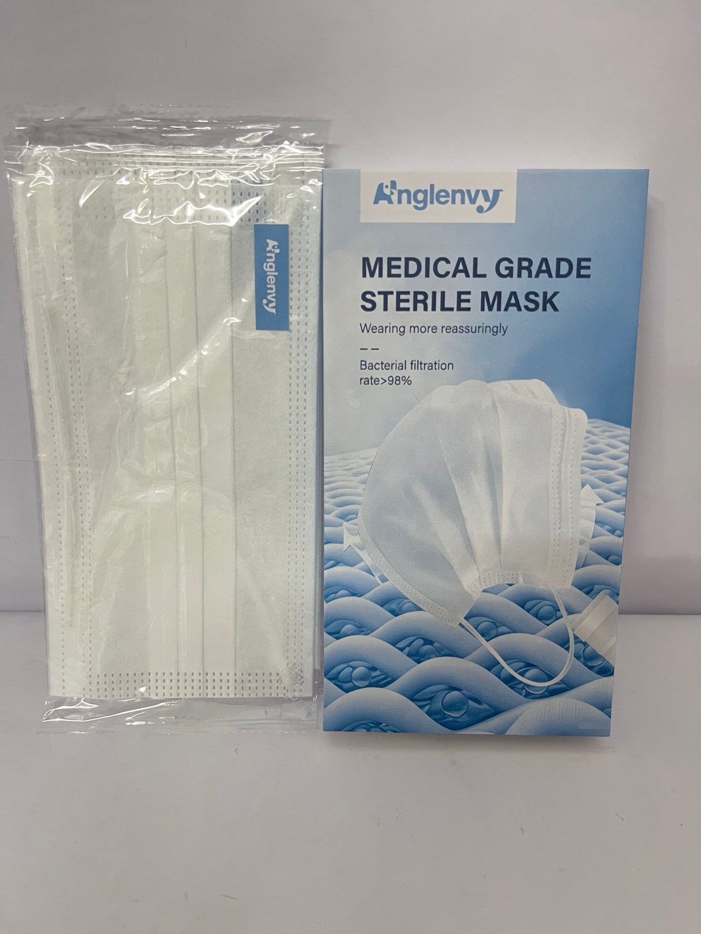 Anglenvy Medical Grade Sterile Mask | Bacterial Filtration Rate >98% | Safe & Comfortable Protection