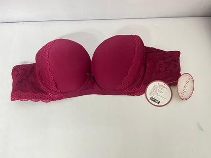 Angletter Wine Red Lace Push Up Bra for Women, Removable Straps, Skin-Friendly Lifting Support Lingerie