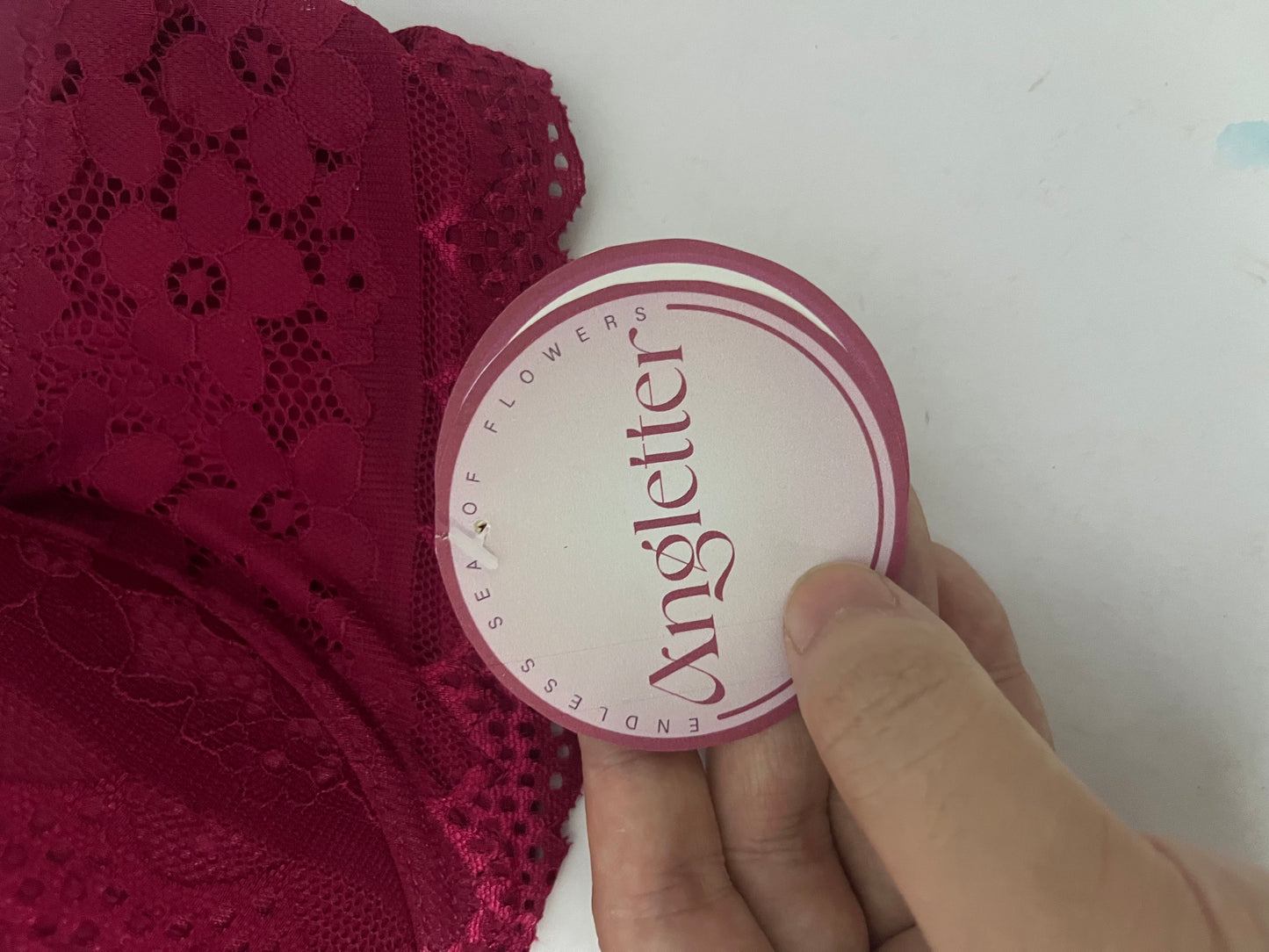 Angletter Wine Red Lace Push Up Bra for Women, Removable Straps, Skin-Friendly Lifting Support Lingerie