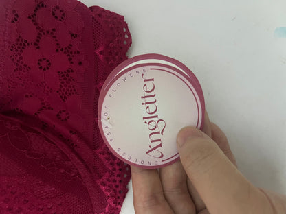 Angletter Wine Red Lace Push Up Bra for Women, Removable Straps, Skin-Friendly Lifting Support Lingerie