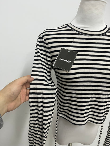 【AnonGirl Cropped Striped Tops】—— Stylish & Comfortable Cotton Top for Daily Casual Wear