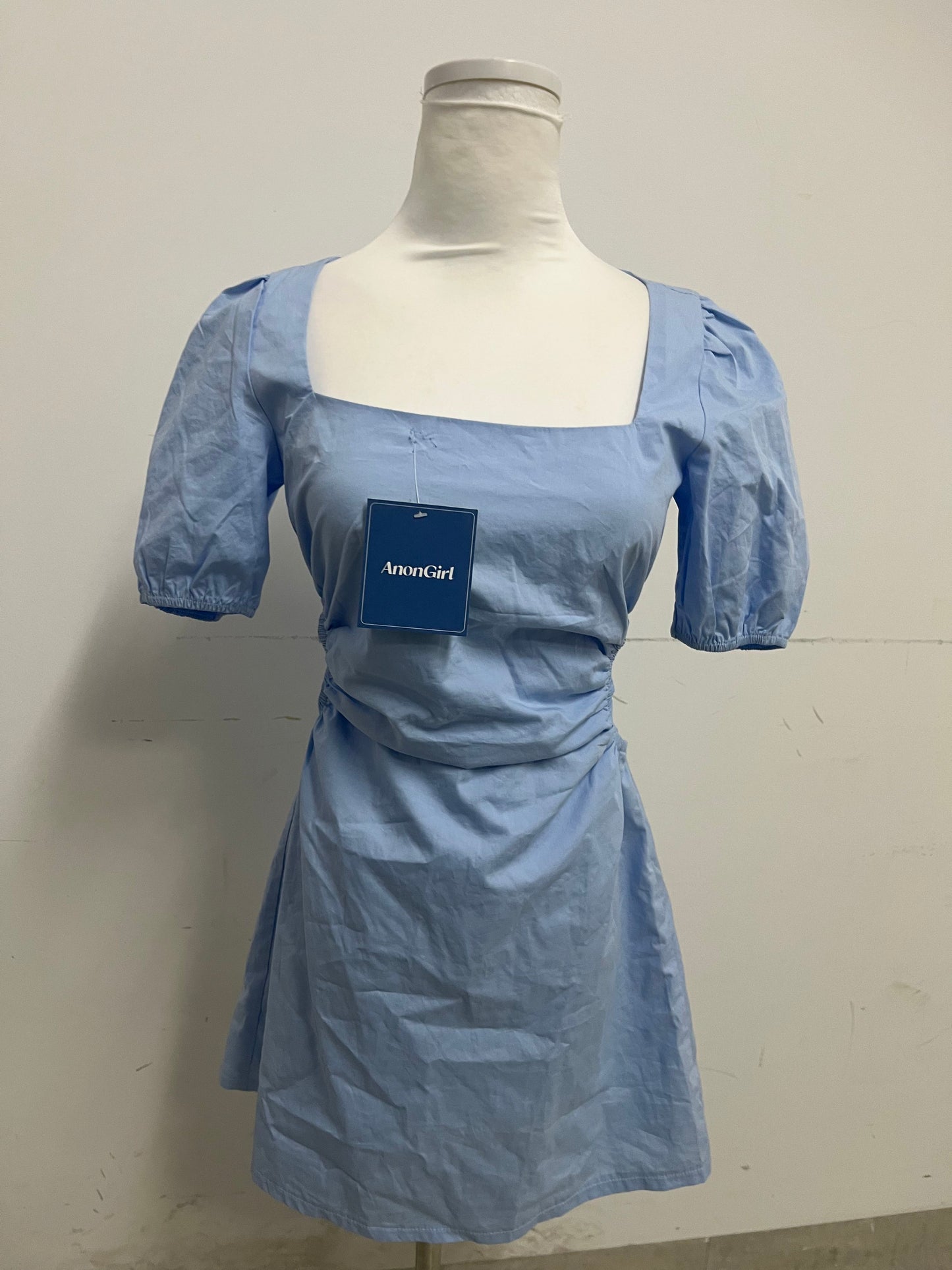 【AnonGirl Dresses】—— Elegant & Casual Light Blue Cotton Mini Dress for Daily Wear