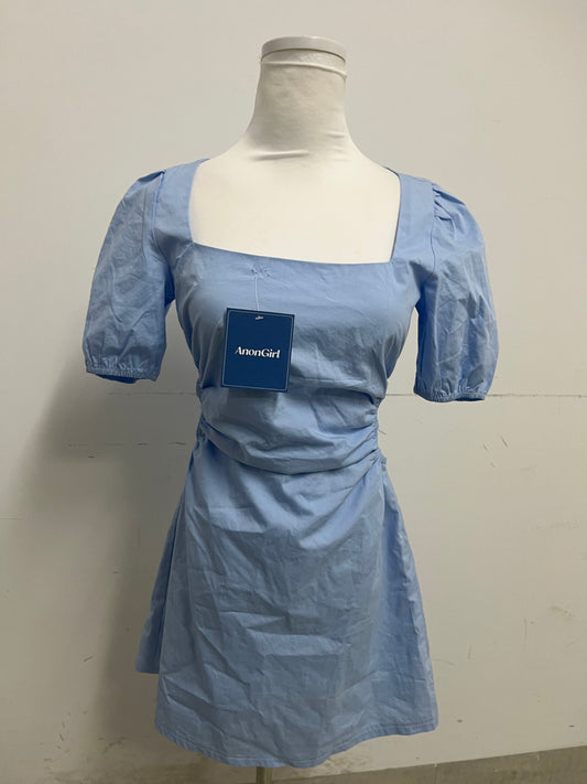 【AnonGirl Dresses】—— Elegant & Casual Light Blue Cotton Mini Dress for Daily Wear