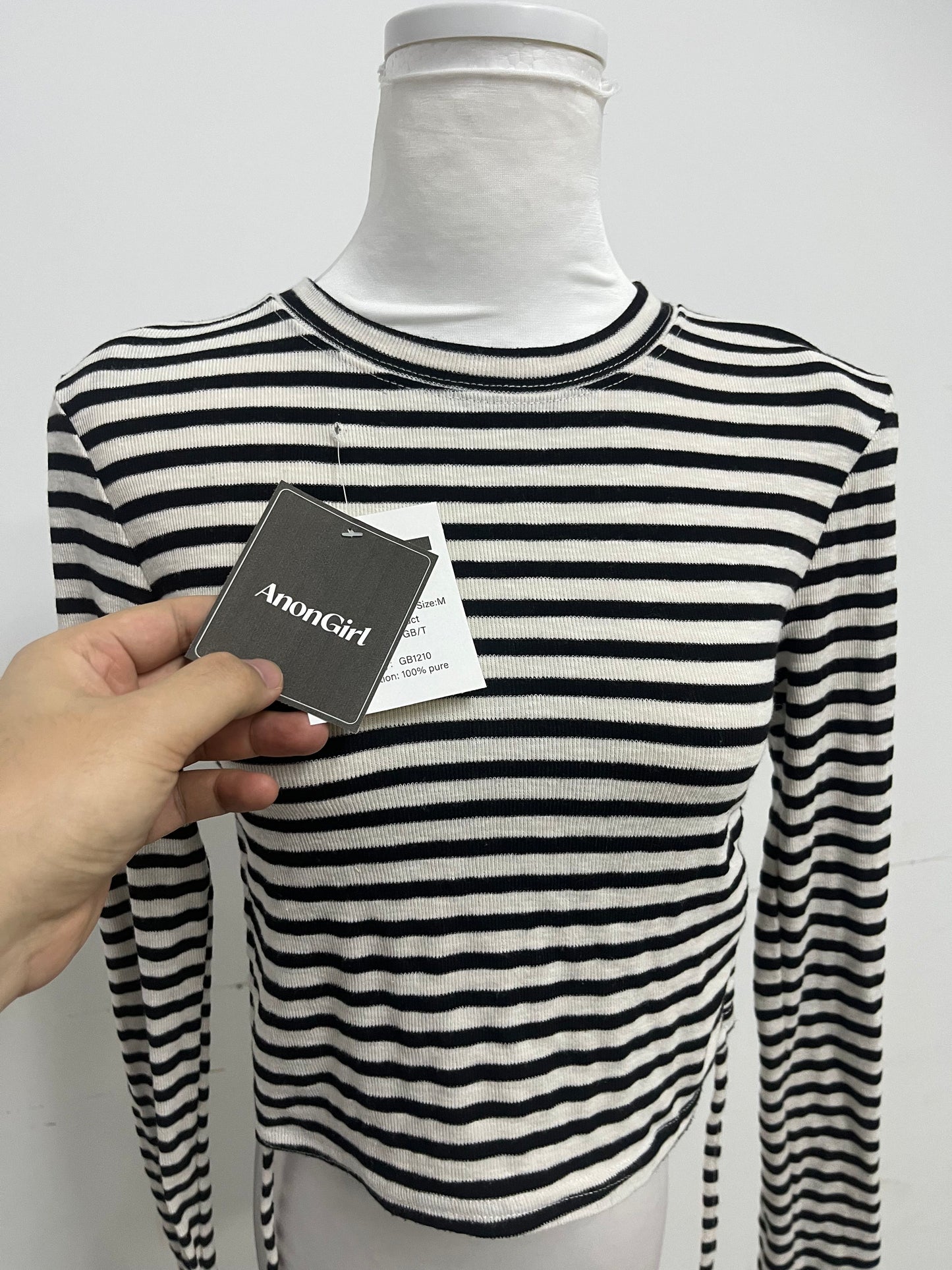 【AnonGirl Cropped Striped Tops】—— Stylish & Comfortable Cotton Top for Daily Casual Wear