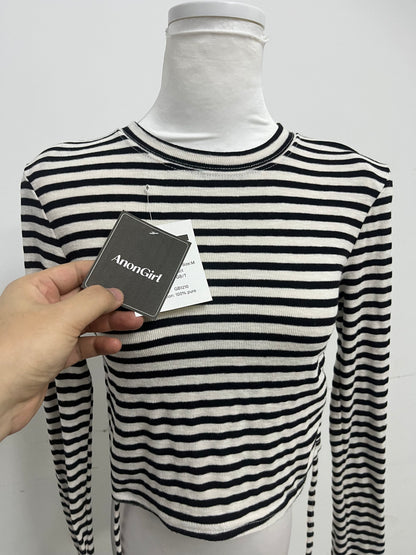 【AnonGirl Cropped Striped Tops】—— Stylish & Comfortable Cotton Top for Daily Casual Wear
