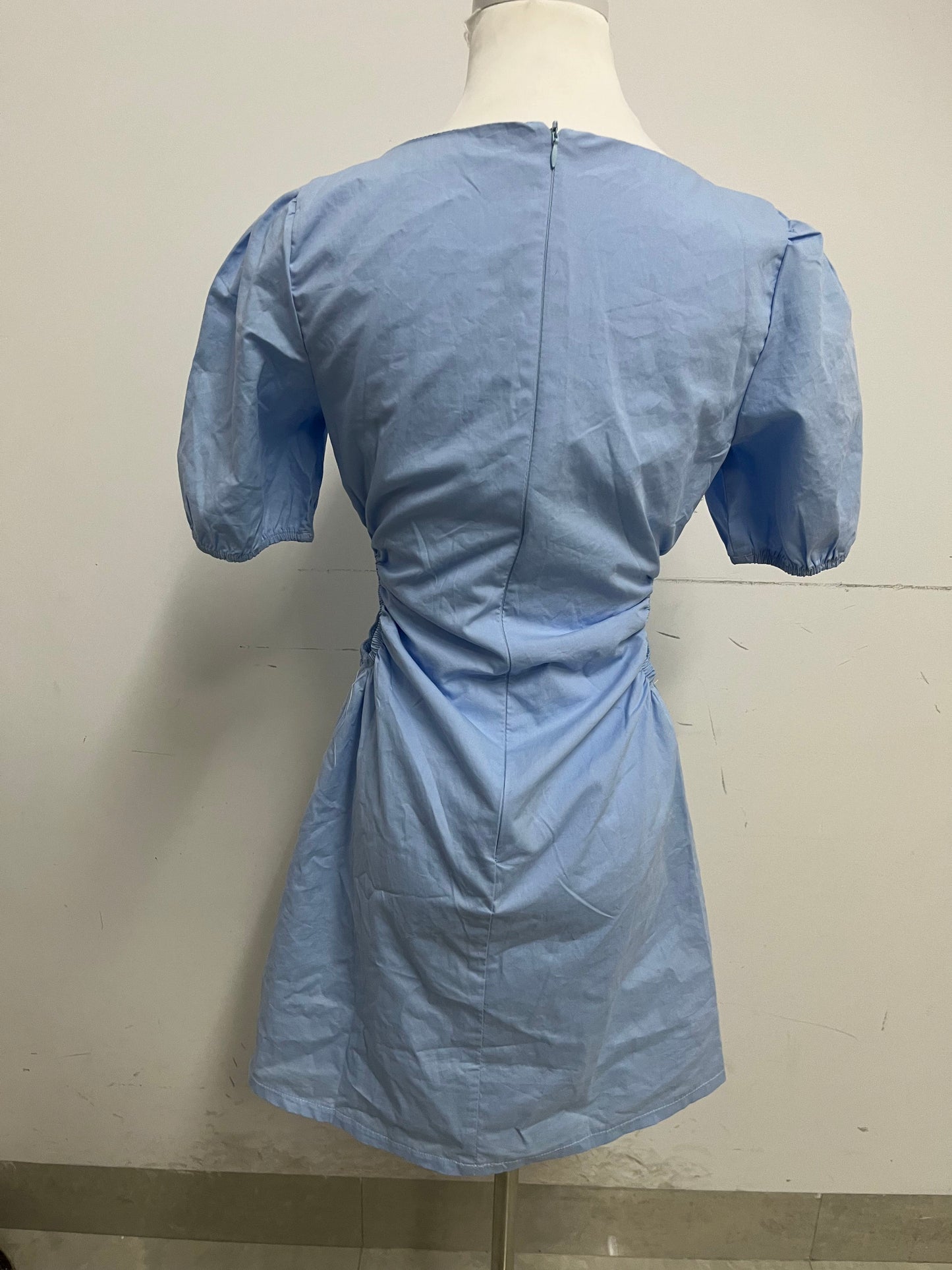 【AnonGirl Dresses】—— Elegant & Casual Light Blue Cotton Mini Dress for Daily Wear