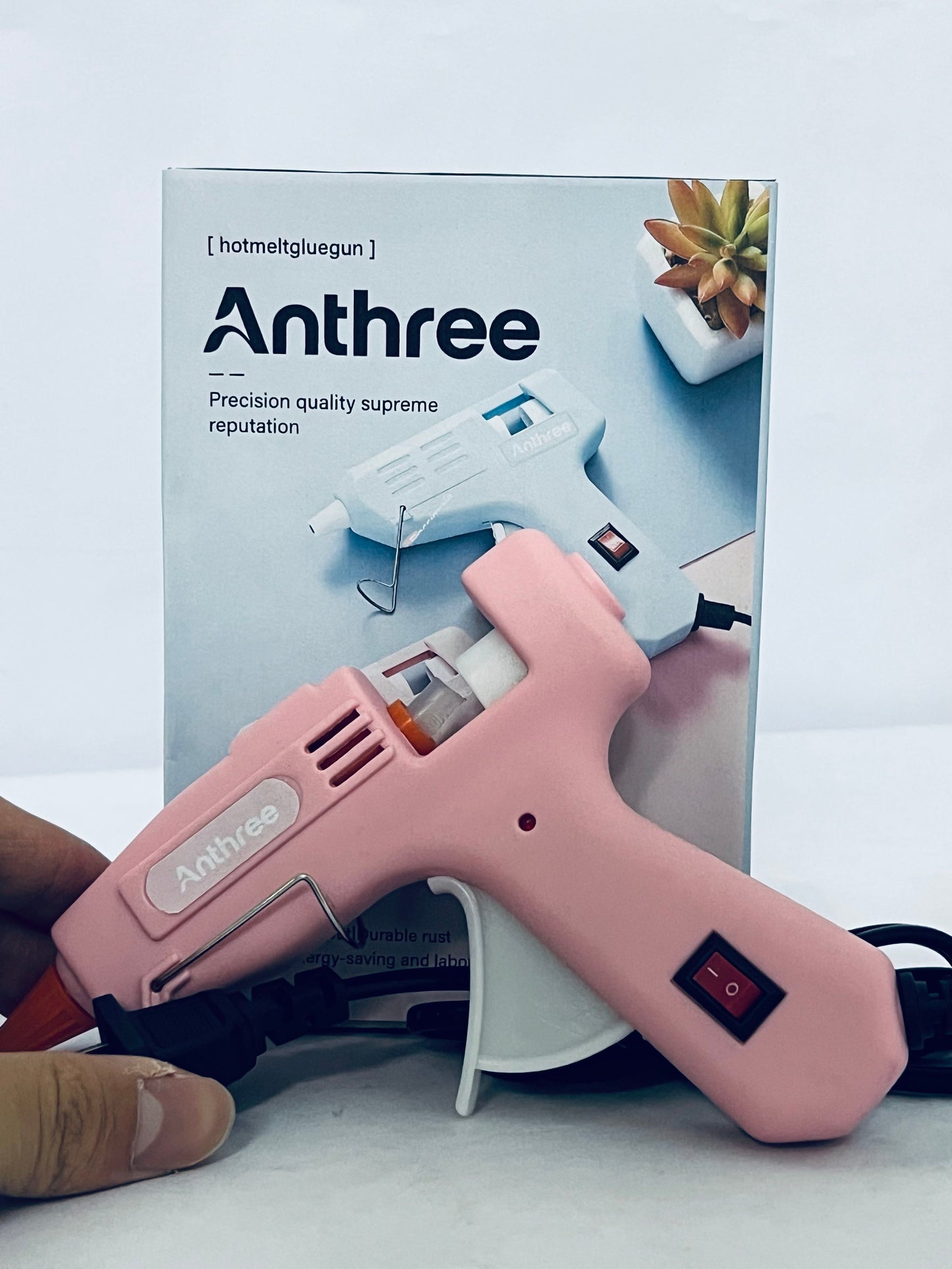Anthree Fireproof Hot Glue Gun, Mini Glue Gun Kit with 30 Glue Sticks, 20W Glue Gun with Transparent Glue Sticks 7 * 130 mm for DIY Arts, Crafts and Quick Repairs