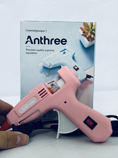 Anthree Fireproof Hot Glue Gun, Mini Glue Gun Kit with 30 Glue Sticks, 20W Glue Gun with Transparent Glue Sticks 7 * 130 mm for DIY Arts, Crafts and Quick Repairs