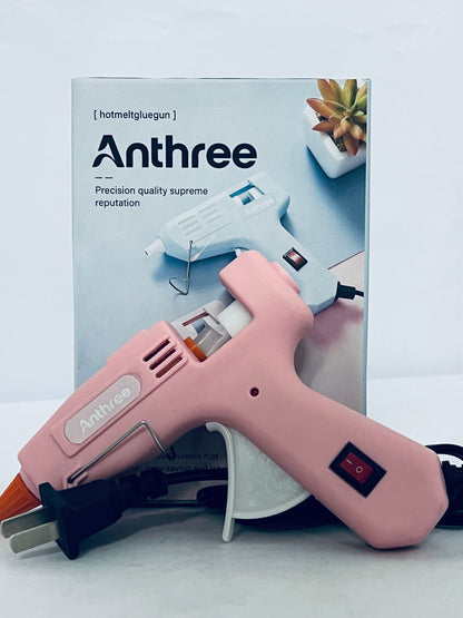 Anthree Fireproof Hot Glue Gun, Mini Glue Gun Kit with 30 Glue Sticks, 20W Glue Gun with Transparent Glue Sticks 7 * 130 mm for DIY Arts, Crafts and Quick Repairs