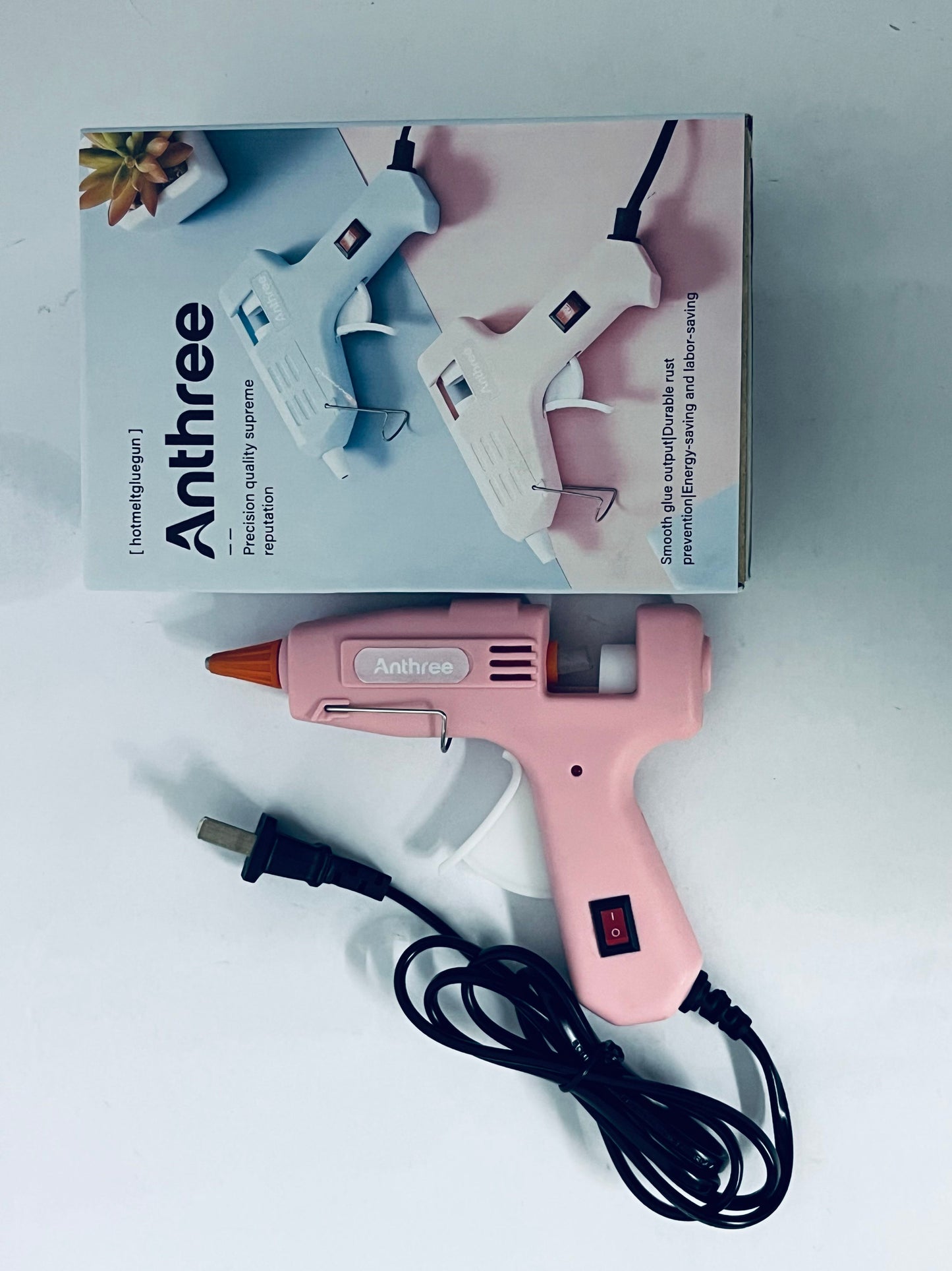 Anthree Fireproof Hot Glue Gun, Mini Glue Gun Kit with 30 Glue Sticks, 20W Glue Gun with Transparent Glue Sticks 7 * 130 mm for DIY Arts, Crafts and Quick Repairs