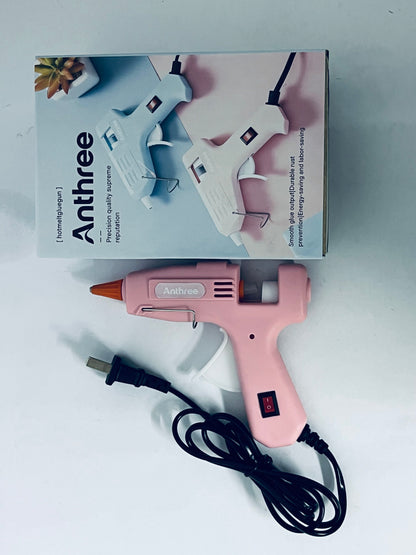 Anthree Fireproof Hot Glue Gun, Mini Glue Gun Kit with 30 Glue Sticks, 20W Glue Gun with Transparent Glue Sticks 7 * 130 mm for DIY Arts, Crafts and Quick Repairs