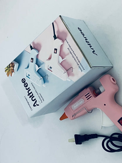 Anthree Fireproof Hot Glue Gun, Mini Glue Gun Kit with 30 Glue Sticks, 20W Glue Gun with Transparent Glue Sticks 7 * 130 mm for DIY Arts, Crafts and Quick Repairs